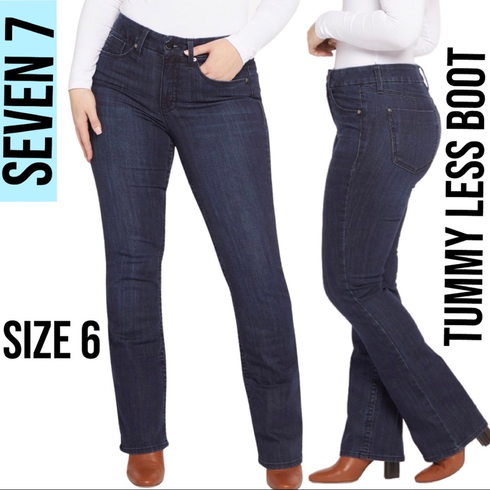 NEW WOMEN SEVEN 7 HIGH RISE TUMMYLESS  BOOT CUT JEANS size 6